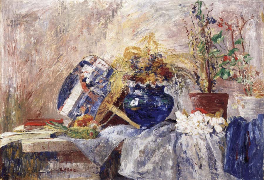 Still life with Blue Vase and Fan